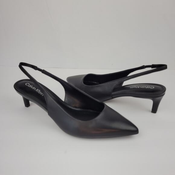 Calvin Klein Dainty2 Slingback Pointy Toe Pumps Black Size 8 - Picture 2 of 12